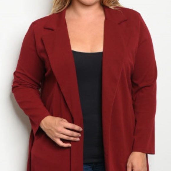 RED WINE BELTED CARDIGAN/ JACKET - Picture 2 of 8